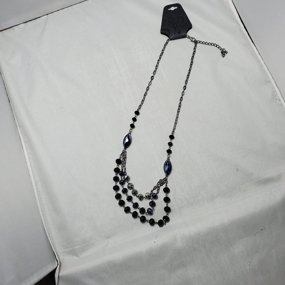Hematite drusy triple layer necklace - Picture 3 of 7